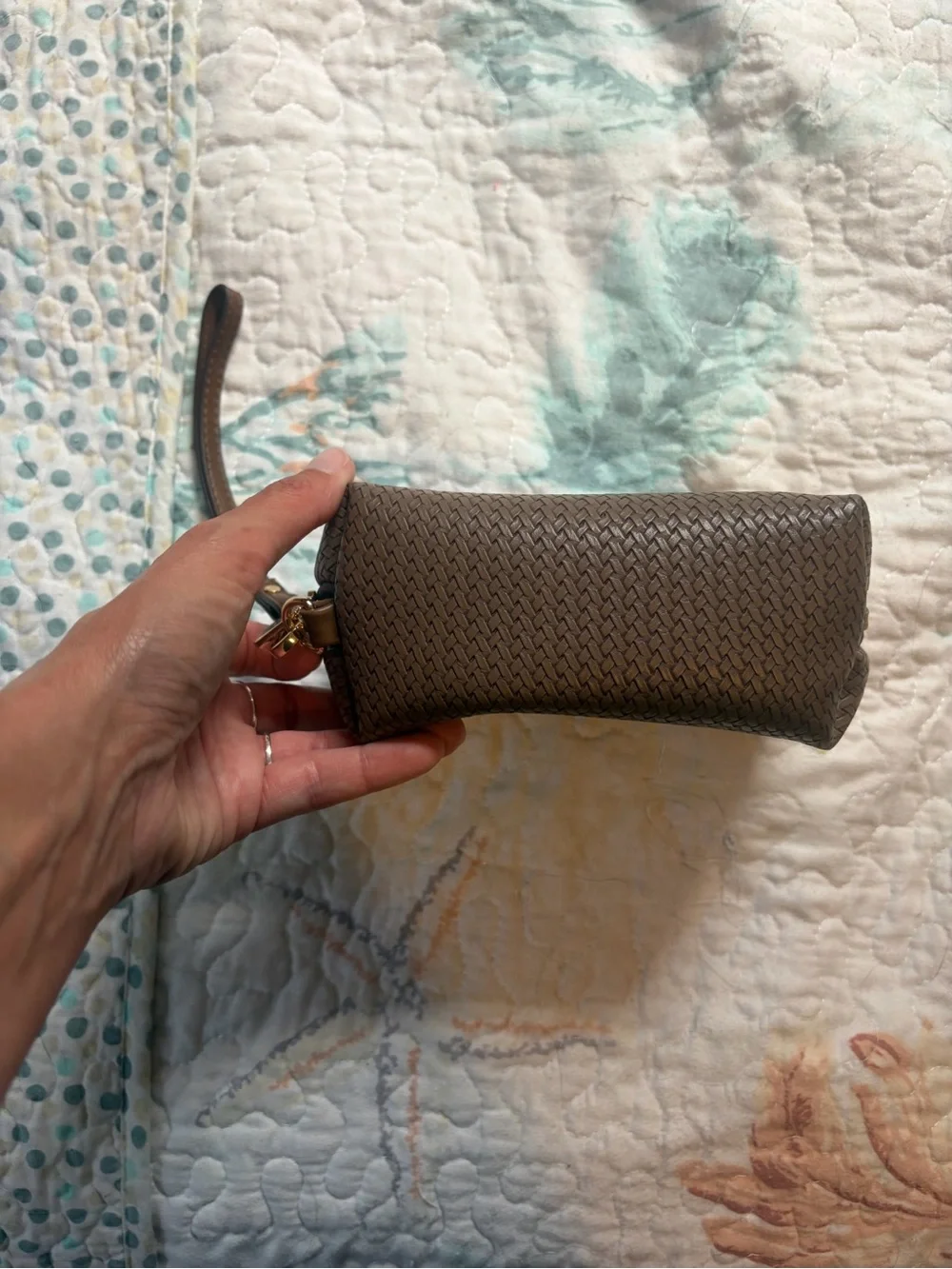Brown domed faux leather Wristlet Brown Women's Pouch